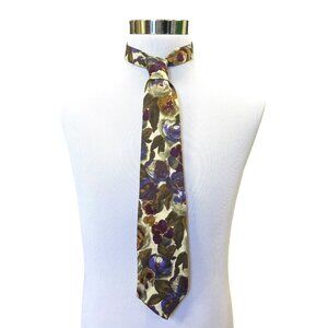 John Clarendon Men's Necktie Multicolor Geometric Pattern Silk 55" x 3.75"